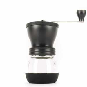 The Hario Skerton Hand Powered Coffee Grinder with conical ceramic burrs.
