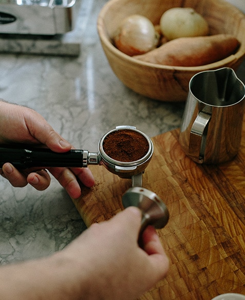 the right tools for the trade. good coffee, tamper, full-sized portafilter