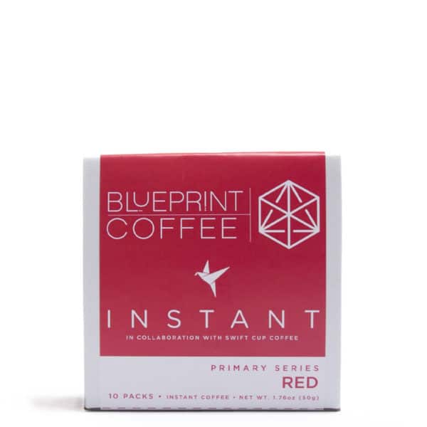 A box of Primary Series: Red instant coffee sachets from Blueprint Coffee.