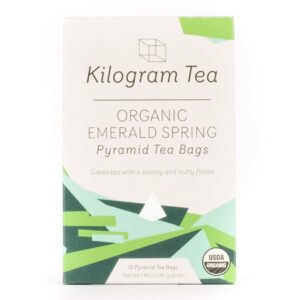 Organic Emerald Spring Green Tea Pyramid Tea Bags form Kilogram Tea.