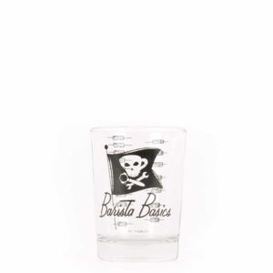 Image of 4oz shot glass bearing the Barista Basics logo.