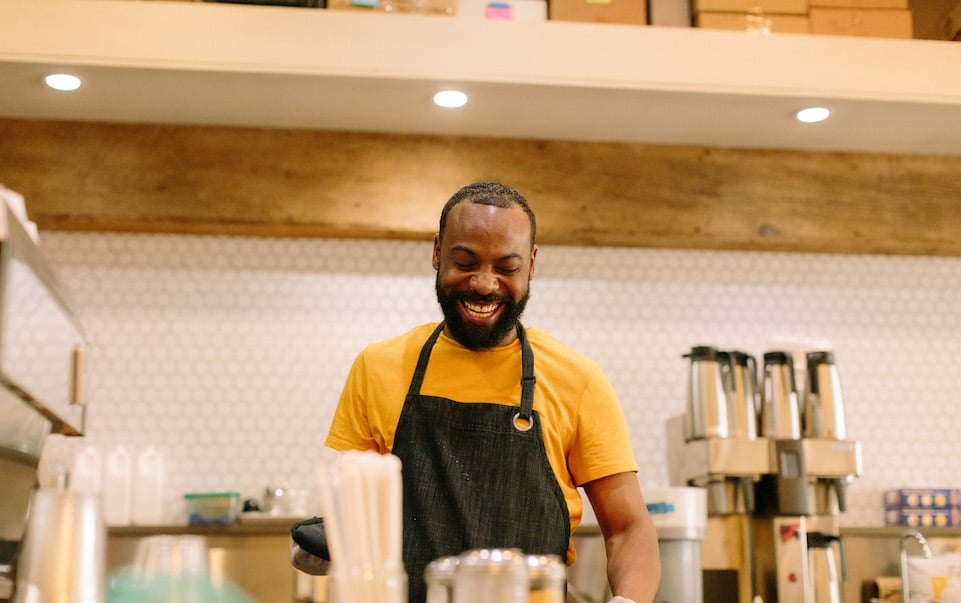 El Profile 11 El smiles while working behind the bar at Blueprint Coffee Delmar