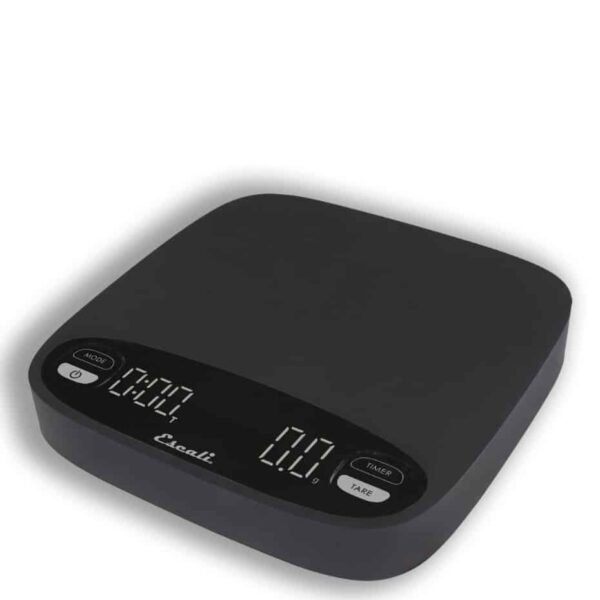 The Escali Version scale is large enough to use for espresso portafilters and practical for pour-over brewing.