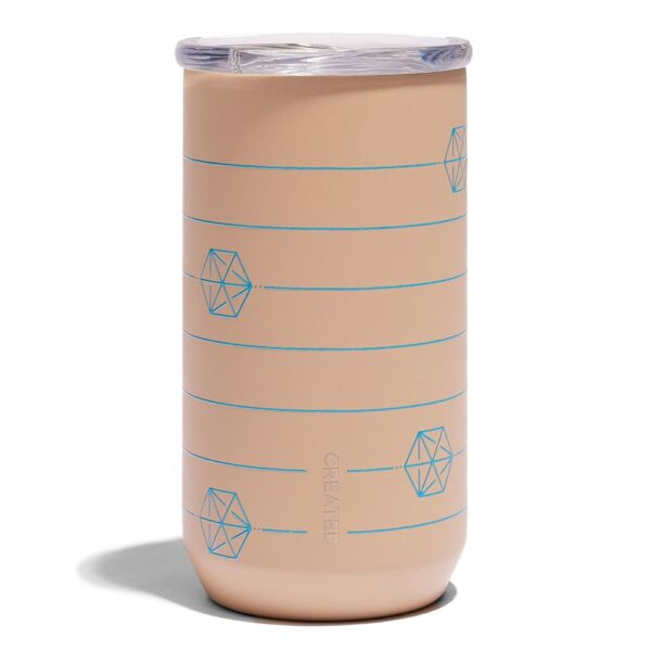 The back of the Blueprint Cube Tumbler. It features the Blueprint Cube on horizontal stripes. The Created. Co. logo is toward the bottom.