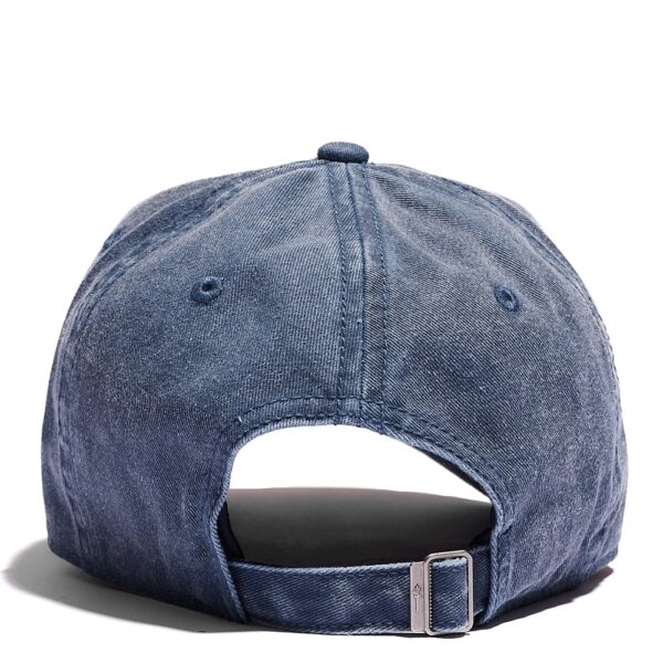 The back of the blue Blueprint Dad Hat, which shows the adjustable strap.