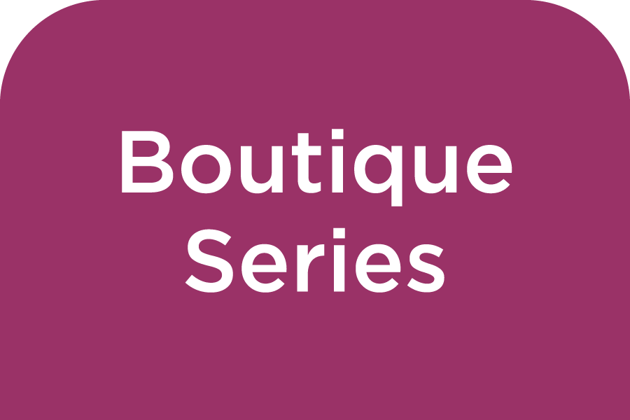 Boutique Series — each label features its own unique color palette chosen to represent that coffee. (This example is a rich magenta.)