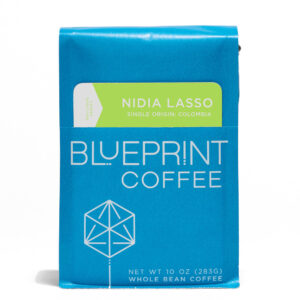 A 10-ounce bag of Nidia Lasso gesha variety coffee beans.
